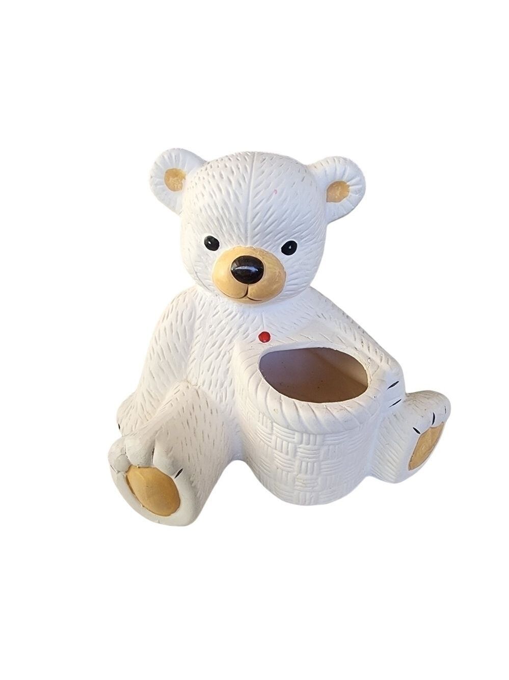 White Teddy Bear planter New baby nursery wildlife plants